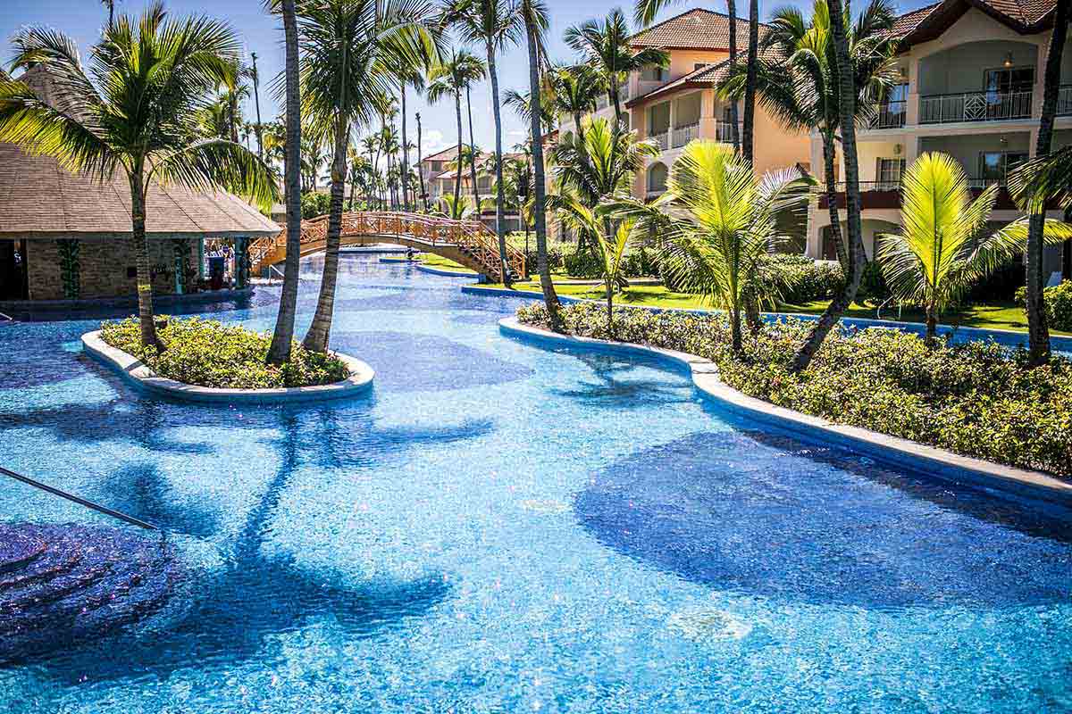 Partial view from a large terrace at the Majestic Colonial Punta Cana Hotel