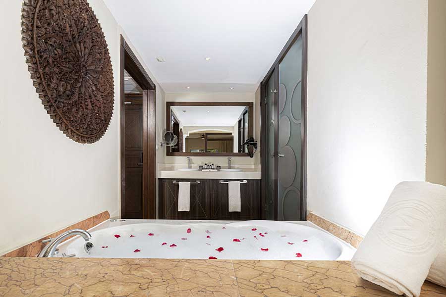 Vista general del baño con jacuzzi incluido